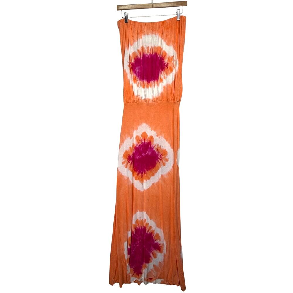 Young Fabulous & Broke Strapless Tie Dye Maxi Dress Womens XS Orange Pink Jersey - Picture 6 of 10